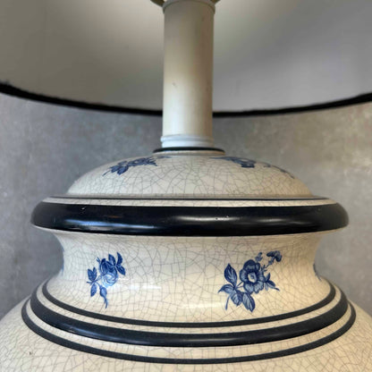 Vintage 1950s Blue Floral Lamp w/ New Shade (Rewired)