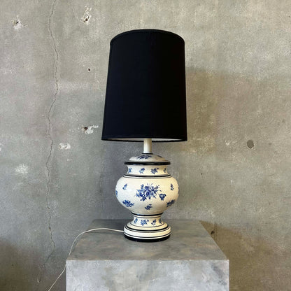 Vintage 1950s Blue Floral Lamp w/ New Shade (Rewired)