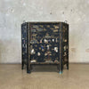 Asian Black Lacquer Three-Panel Folding Screen