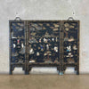 Asian Black Lacquer Three-Panel Folding Screen