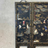 Asian Black Lacquer Three-Panel Folding Screen