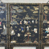 Asian Black Lacquer Three-Panel Folding Screen