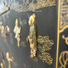 Asian Black Lacquer Three-Panel Folding Screen