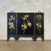 Asian Black Lacquer Three-Panel Folding Screen