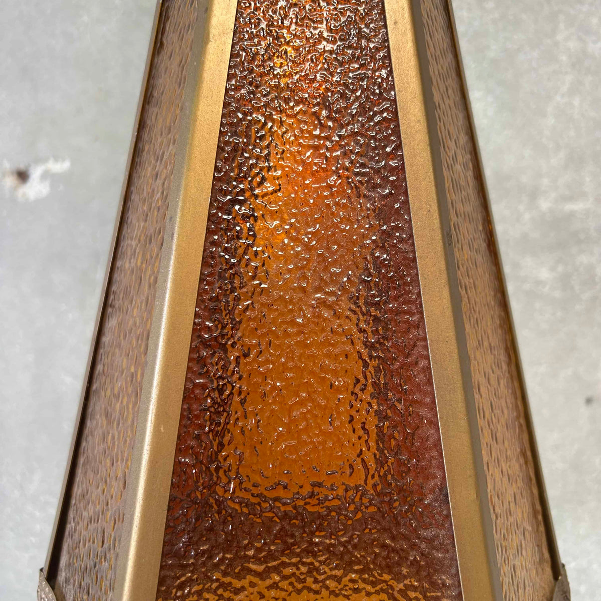 Mid Century Glass Panel Amber Swag Light (Works)