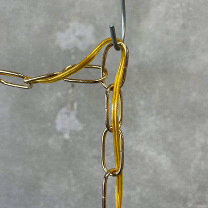 Mid Century Glass Panel Amber Swag Light (Works)