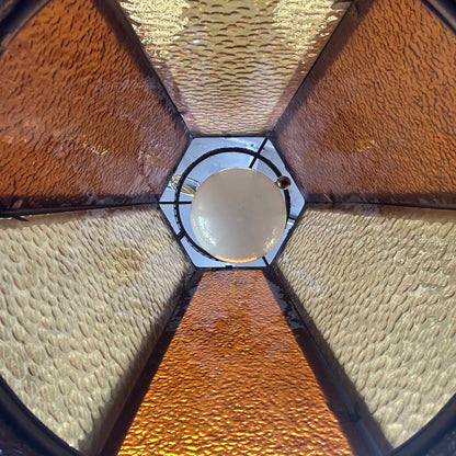 Mid Century Glass Panel Amber Swag Light (Works)