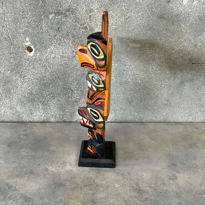 Hand Carved & Painted Thunderbird Wooden Totem