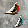 Pair of Mid Century Modern Musketeers Sailboats Metal & Wood