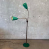 Mid Century Double Gooseneck Floor Lamp With Fiber Glass Shades