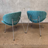 Pair of Slice Chrome Chairs w/ New Teal Designer Fabric