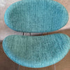 Pair of Slice Chrome Chairs w/ New Teal Designer Fabric