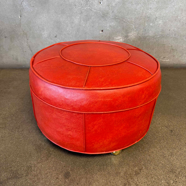 70's Orange Rolling Ottoman