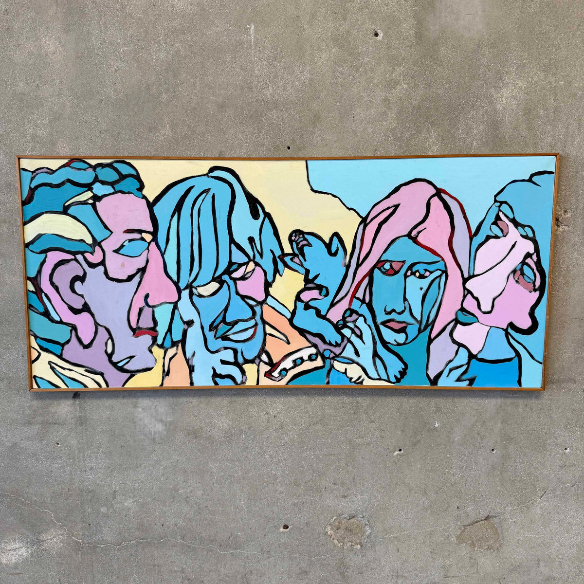 70's Original Painting of 4 People