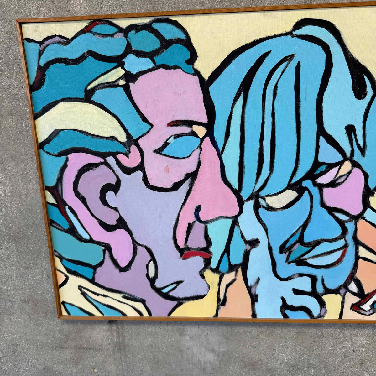 70's Original Painting of 4 People