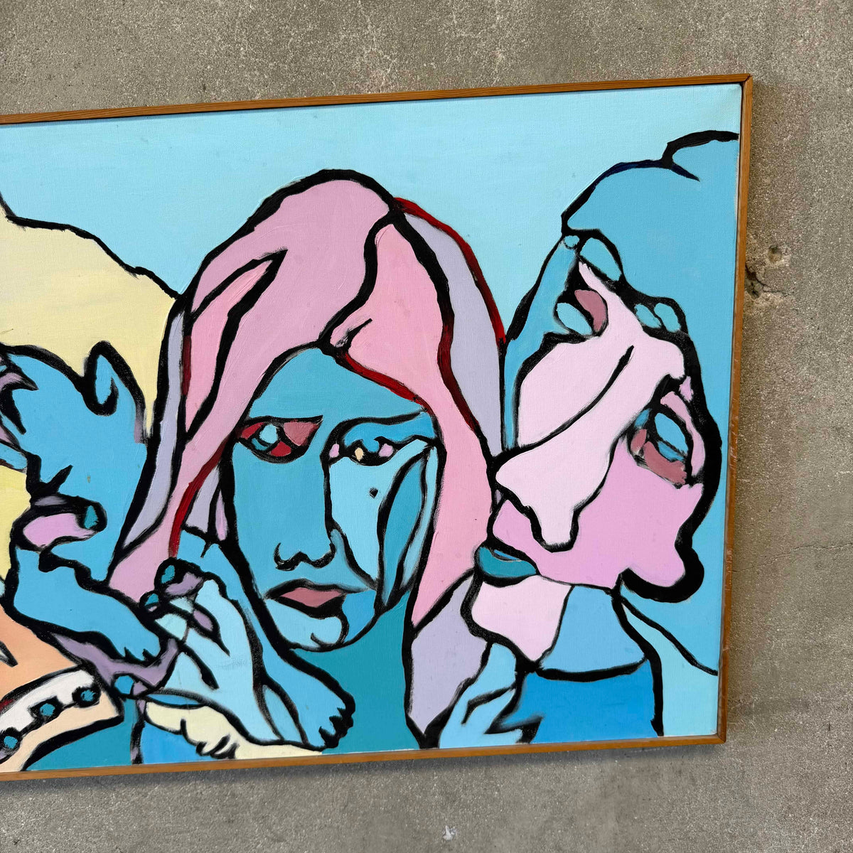 70's Original Painting of 4 People