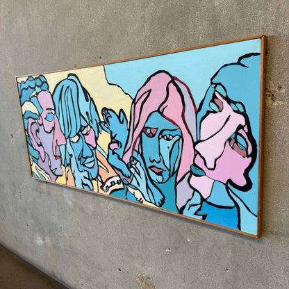 70's Original Painting of 4 People