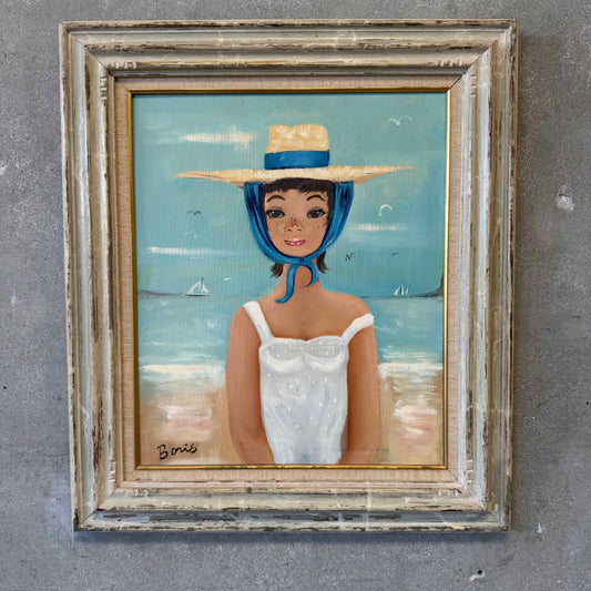 1960's Boris Original Painting "Girl in Sun Hat"