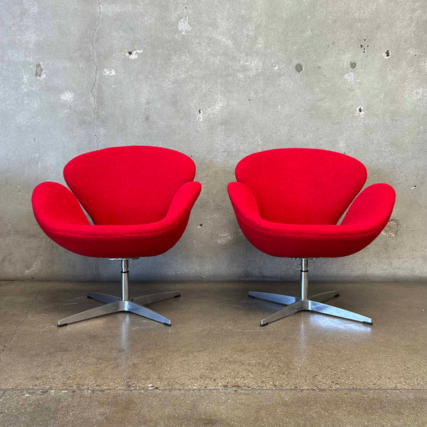Pair of Red Swan Style Chairs