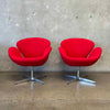 Pair of Red Swan Style Chairs