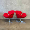 Pair of Red Swan Style Chairs