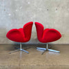 Pair of Red Swan Style Chairs