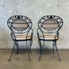 Pair of Vintage Salterini Iron Patio Arm Chairs w/ Junbrella Upholstery