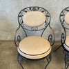 Pair of Vintage Salterini Iron Patio Arm Chairs w/ Junbrella Upholstery
