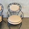 Pair of Vintage Salterini Iron Patio Arm Chairs w/ Junbrella Upholstery