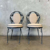 Pair of Vintage Salterini Iron Patio Side Chairs w/ Junbrella Upholstery