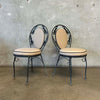 Pair of Vintage Salterini Iron Patio Side Chairs w/ Junbrella Upholstery