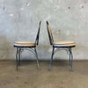 Pair of Vintage Salterini Iron Patio Side Chairs w/ Junbrella Upholstery