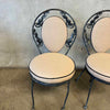 Pair of Vintage Salterini Iron Patio Side Chairs w/ Junbrella Upholstery