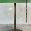 Vintage Green Glass Bankers Table Lamp w/ Brass Base
