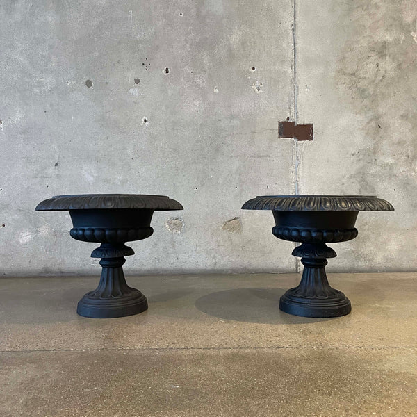 Pair of Antique Cast Iron Urns