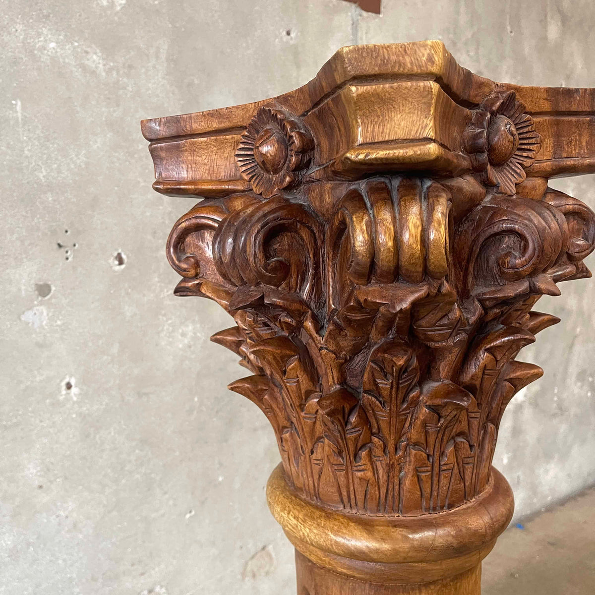 Large Architectural Carved Wood Corinthian Column
