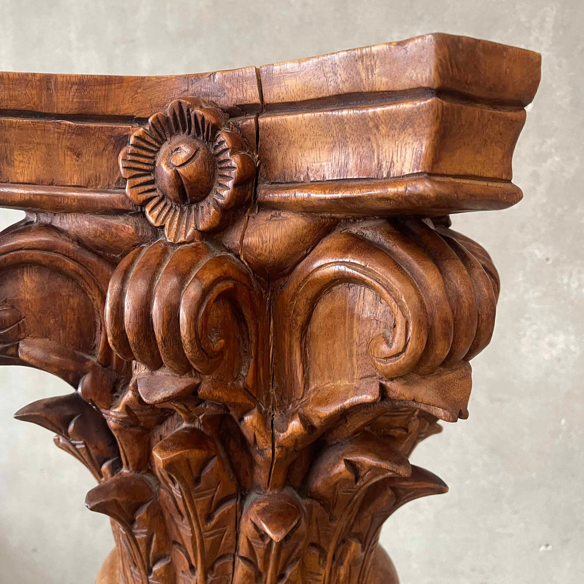 Large Architectural Carved Wood Corinthian Column