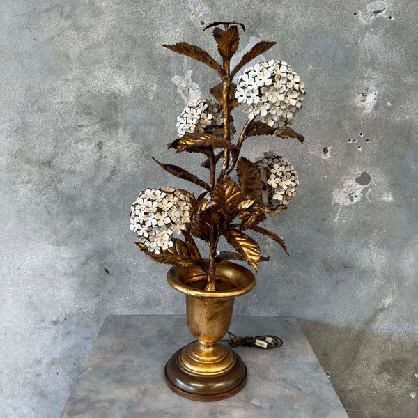 Rare 1950's U.S. Hydrangea Tole Lamp