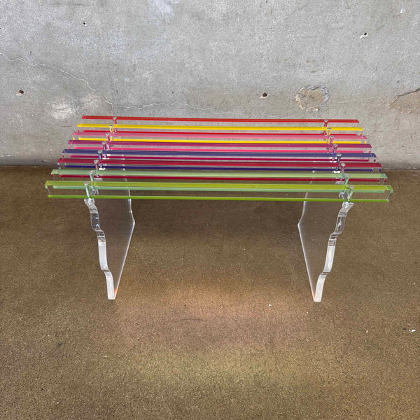 Post Modern Acrylic Rainbow Spectrum Slat Bench