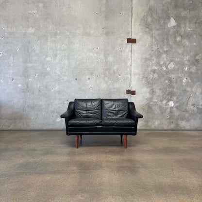 Mid Century Danish Leather Settee C. 1965