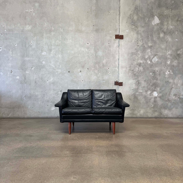 Mid Century Danish Leather Settee C. 1965