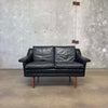 Mid Century Danish Leather Settee C. 1965