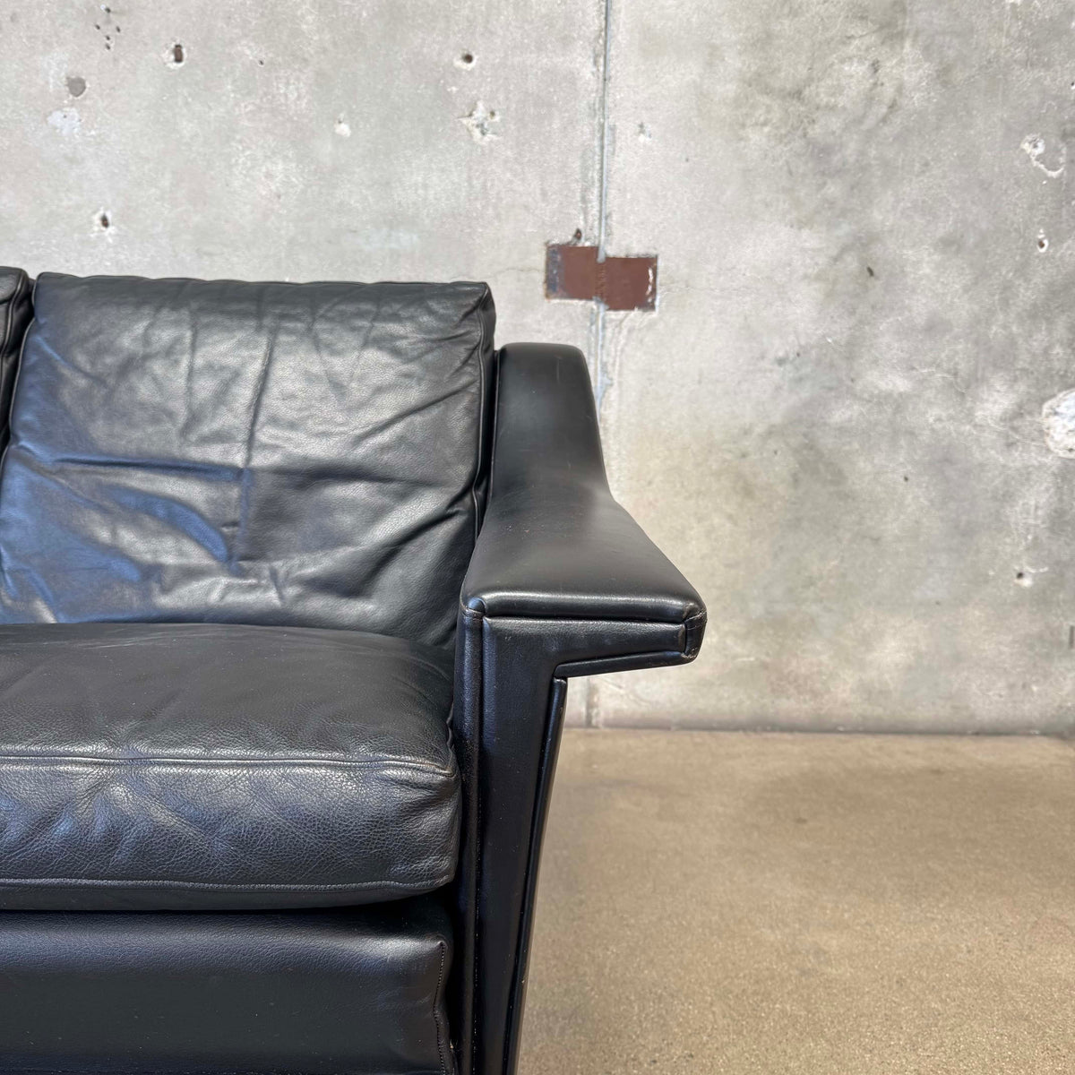 Mid Century Danish Leather Settee C. 1965