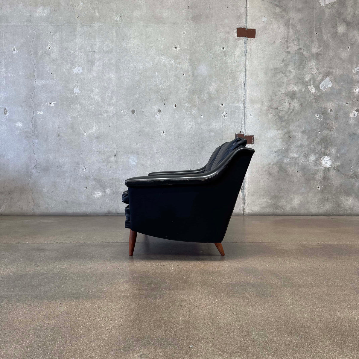 Mid Century Danish Leather Settee C. 1965