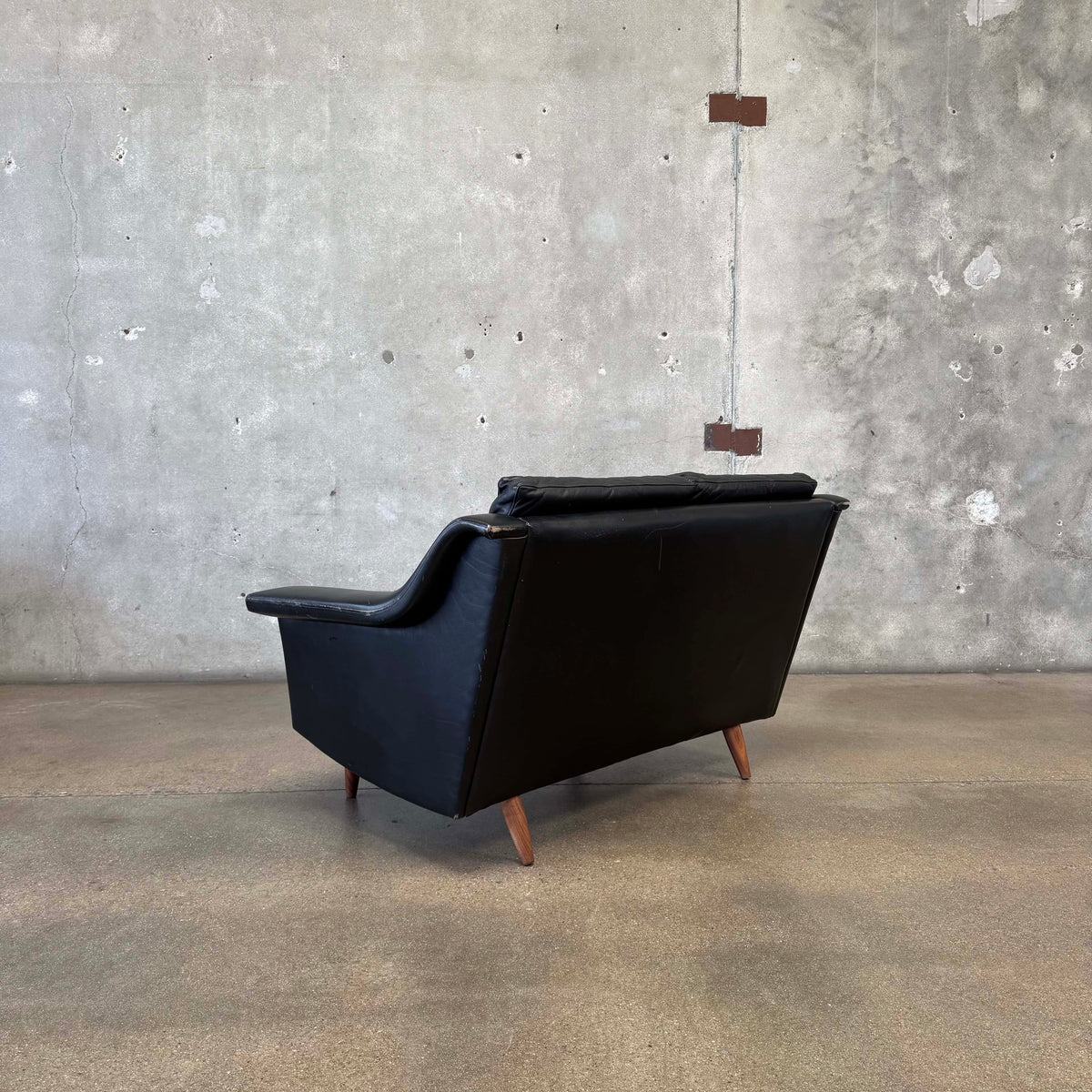 Mid Century Danish Leather Settee C. 1965