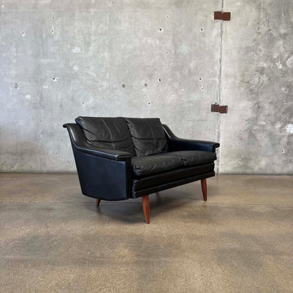 Mid Century Danish Leather Settee C. 1965