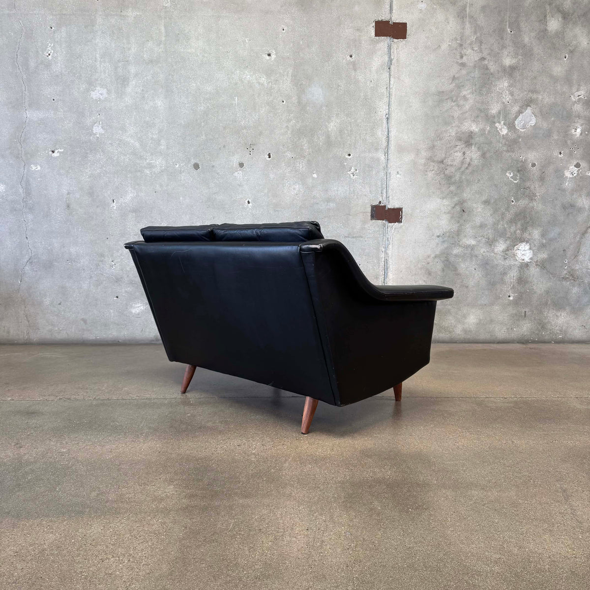 Mid Century Danish Leather Settee C. 1965