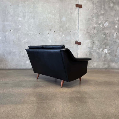Mid Century Danish Leather Settee C. 1965