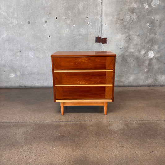 Mid Century Modern 3 Drawer Walnut/ Birch Dresser