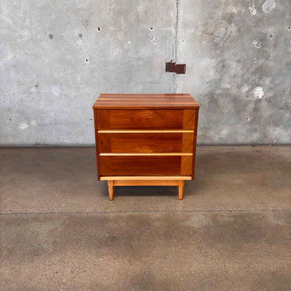 Mid Century Modern 3 Drawer Walnut/ Birch Dresser